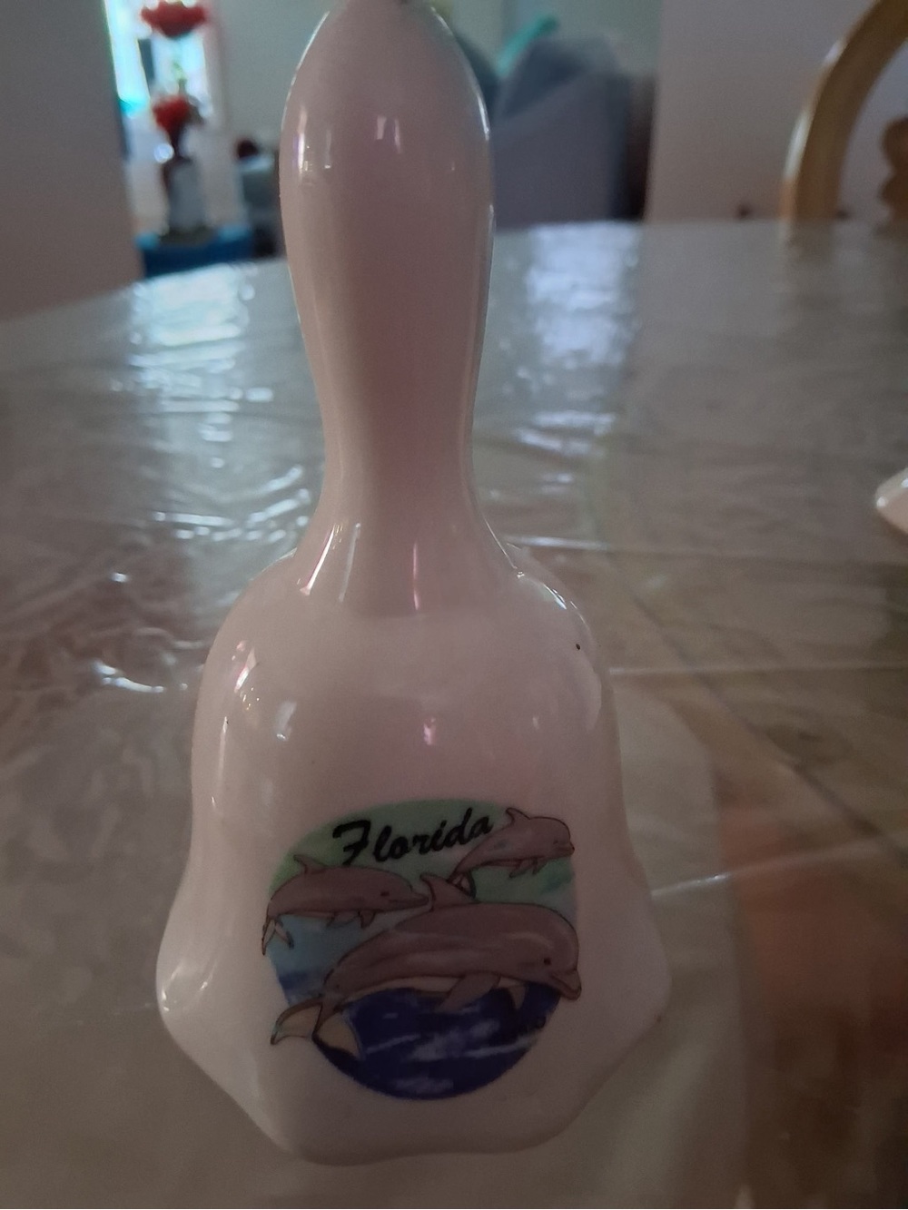Florida Dolphin Ceramic Bell - White